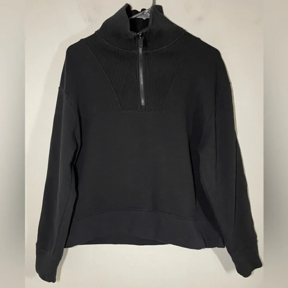 ATHLETA BLACK RETROPLUSH REVIVE HALF ZIP SWEATSHIRT SIZE M - Picture 4 of 9